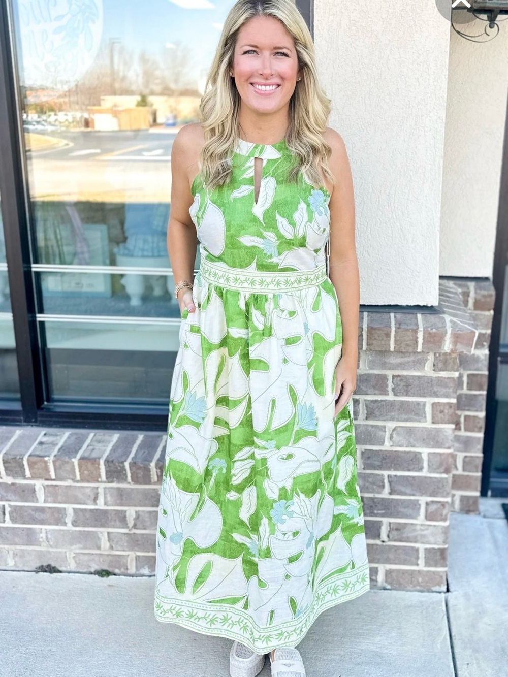 Spartina Andie Midi Dress Ogeechee Tropical Leaf size S NWOT